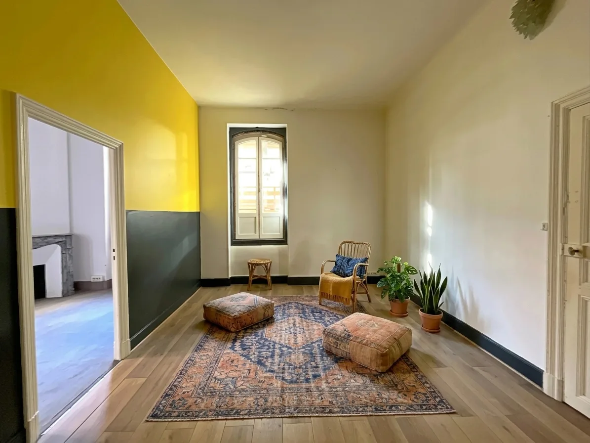 Salon meublé après home staging virtuel style bohème